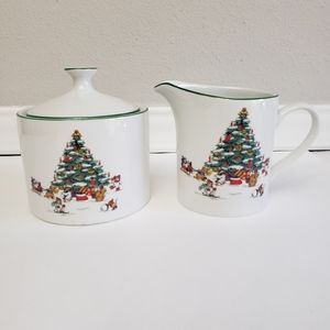 Magical Christmas China Creamer Pitcher and Sugar Bowl Replacement